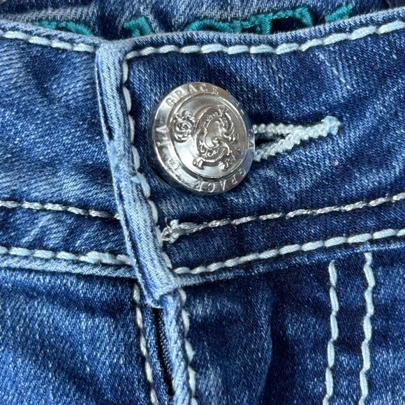 Grace in LA Women Bootcut Jeans 33 Easy Fit Embroidered Sequin Western Southwest - Picture 6 of 13